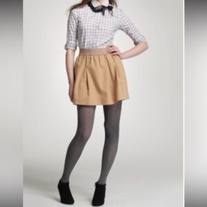 J. Crew Tan Mini Side walk  Skirt stretch waist  with pockets